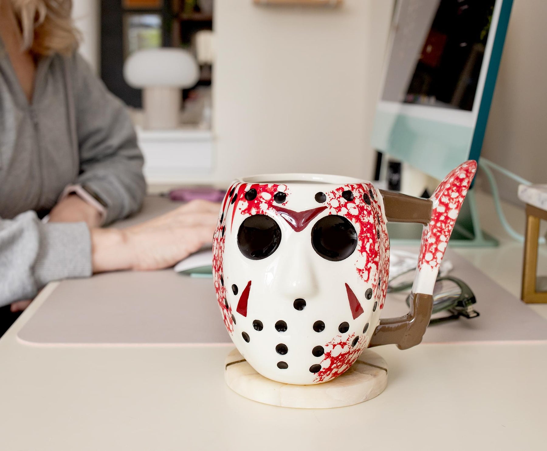 Friday the 13th Jason's Mask 3D Sculpted Ceramic Mug | Holds 20 Ounces