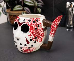 Friday the 13th Jason's Mask 3D Sculpted Ceramic Mug | Holds 20 Ounces