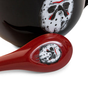 Friday the 13th Jason Voorhees Ceramic Soup Mug With Spoon | Holds 24 Ounces