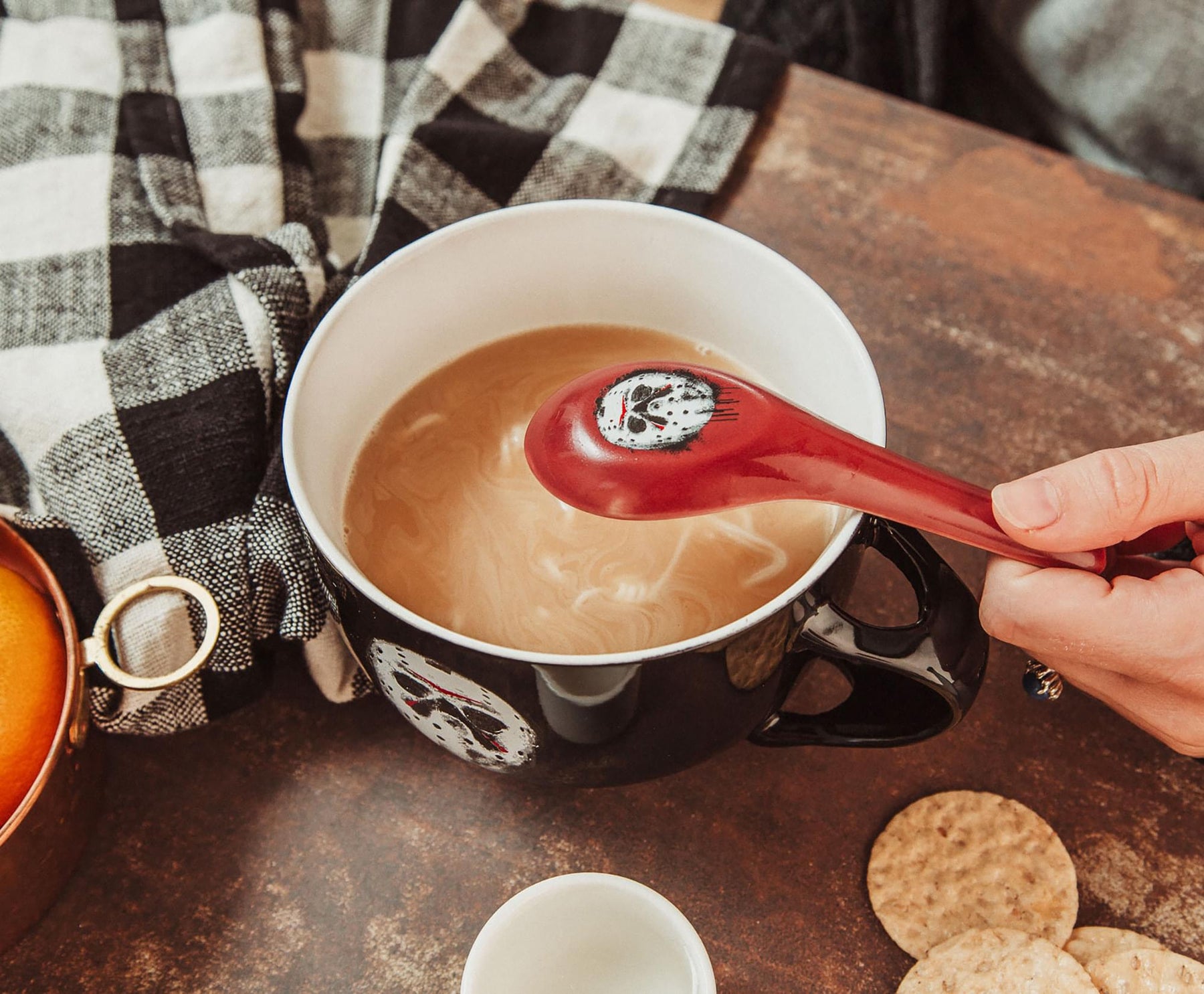 Friday the 13th Jason Voorhees Ceramic Soup Mug With Spoon | Holds 24 Ounces