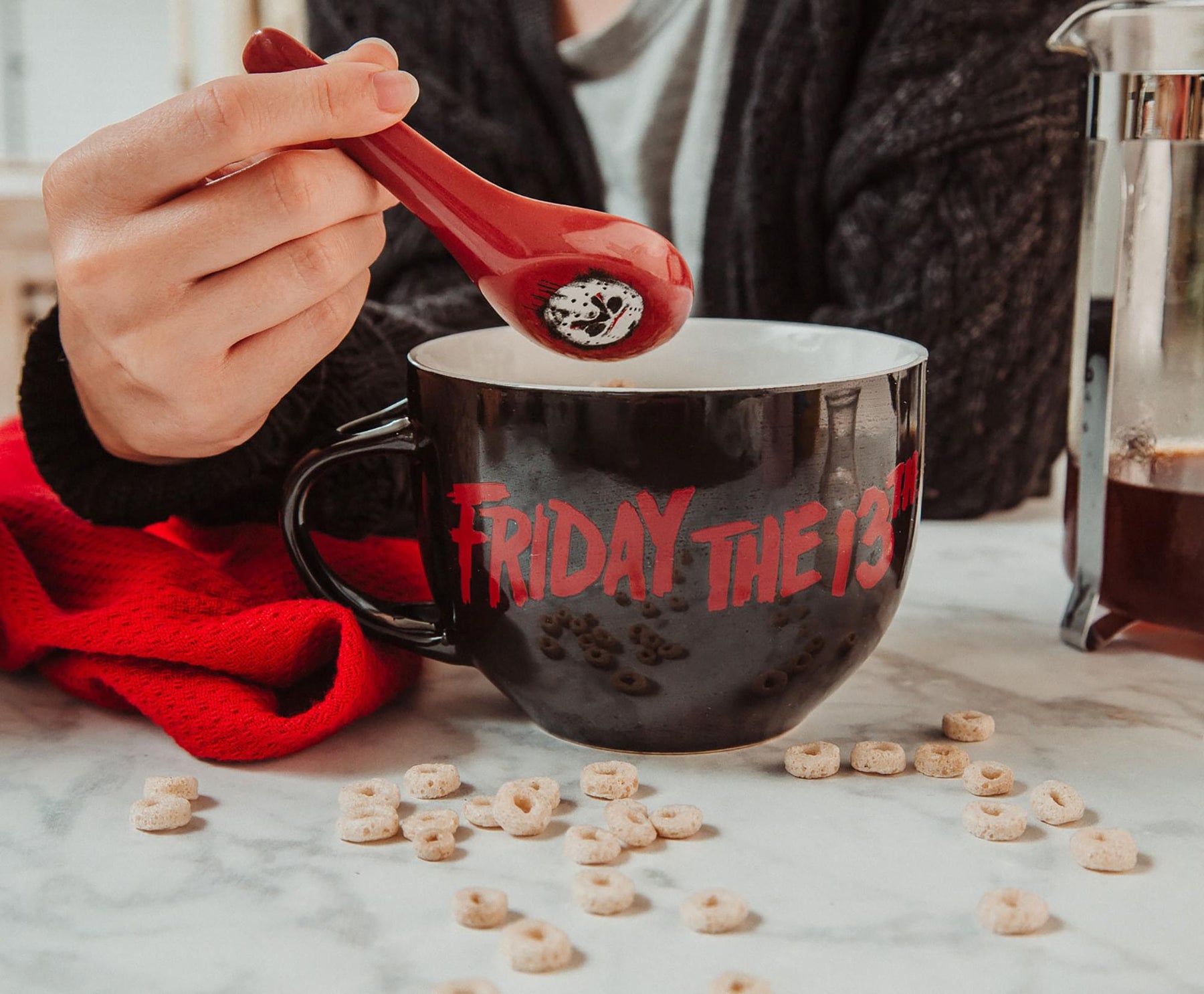 Friday the 13th Jason Voorhees Ceramic Soup Mug With Spoon | Holds 24 Ounces