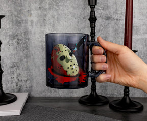 Friday the 13th Jason Voorhees Mask Glass Mug | Holds 18 Ounces