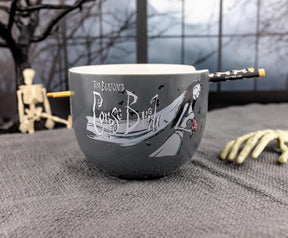 Tim Burton's Corpse Bride Emily Butterflies Ceramic Ramen Bowl With Chopsticks