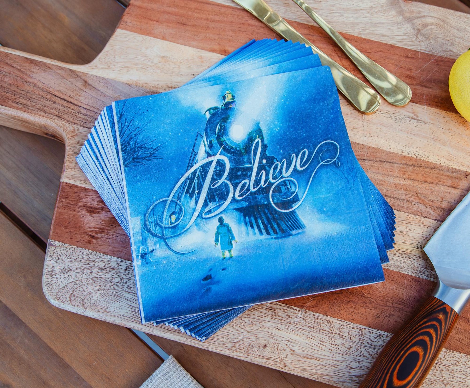 The Polar Express Train Arrival "Believe" 16-Piece Paper Napkins Set