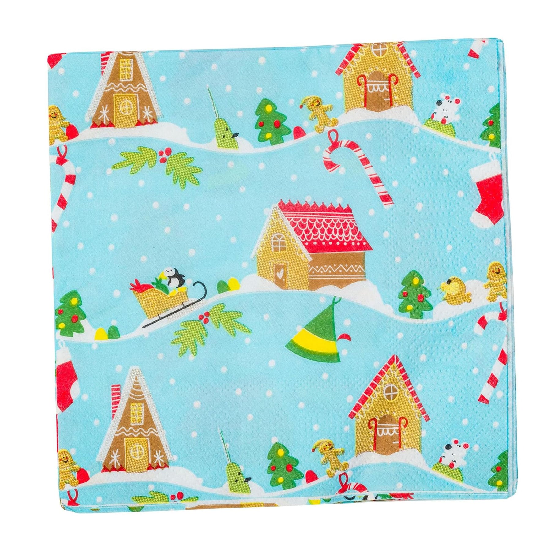 Elf Fa La La Santa Snow Icons 32 Piece Paper Napkin and Plate Party Pack