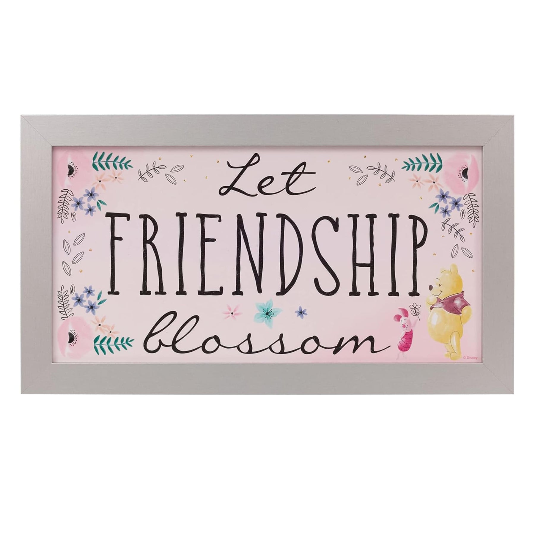 Disney Winnie The Pooh "Let Frendship Blossom" 10 x 18 Inch Framed MDF Wall Art