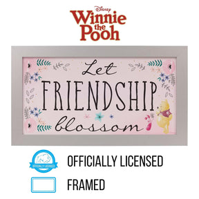 Disney Winnie The Pooh "Let Frendship Blossom" 10 x 18 Inch Framed MDF Wall Art