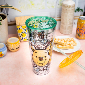 Disney Winnie the Pooh Confetti Carnival Cup With Lid and Straw | Hold 32 Ounces