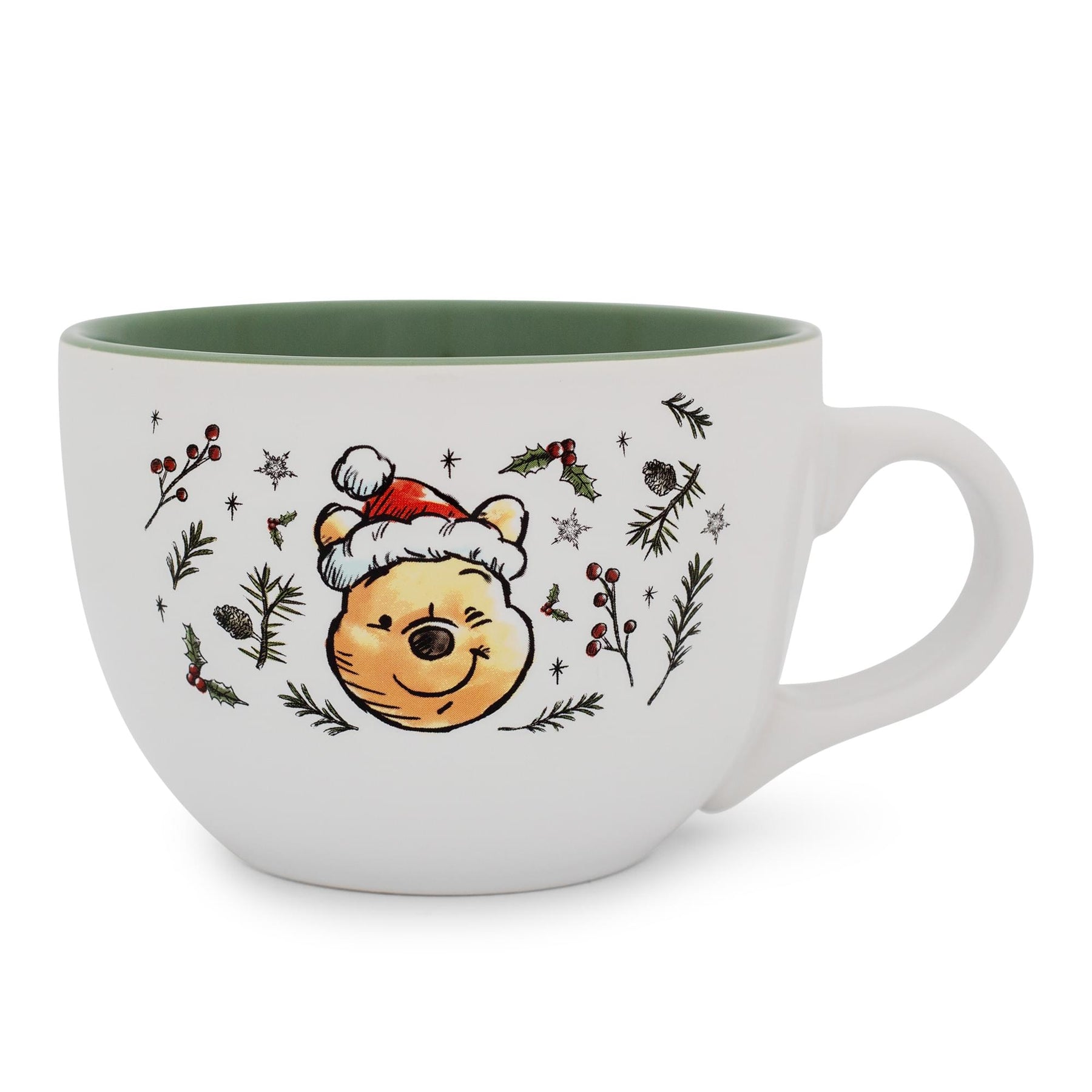 Disney Winnie the Pooh Holly Holidays Ceramic Soup Mug | Holds 24 Ounces