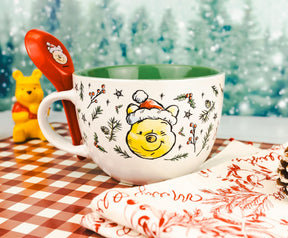 Disney Winnie the Pooh Holly Ceramic Soup Mug With Spoon | Holds 24 Ounces