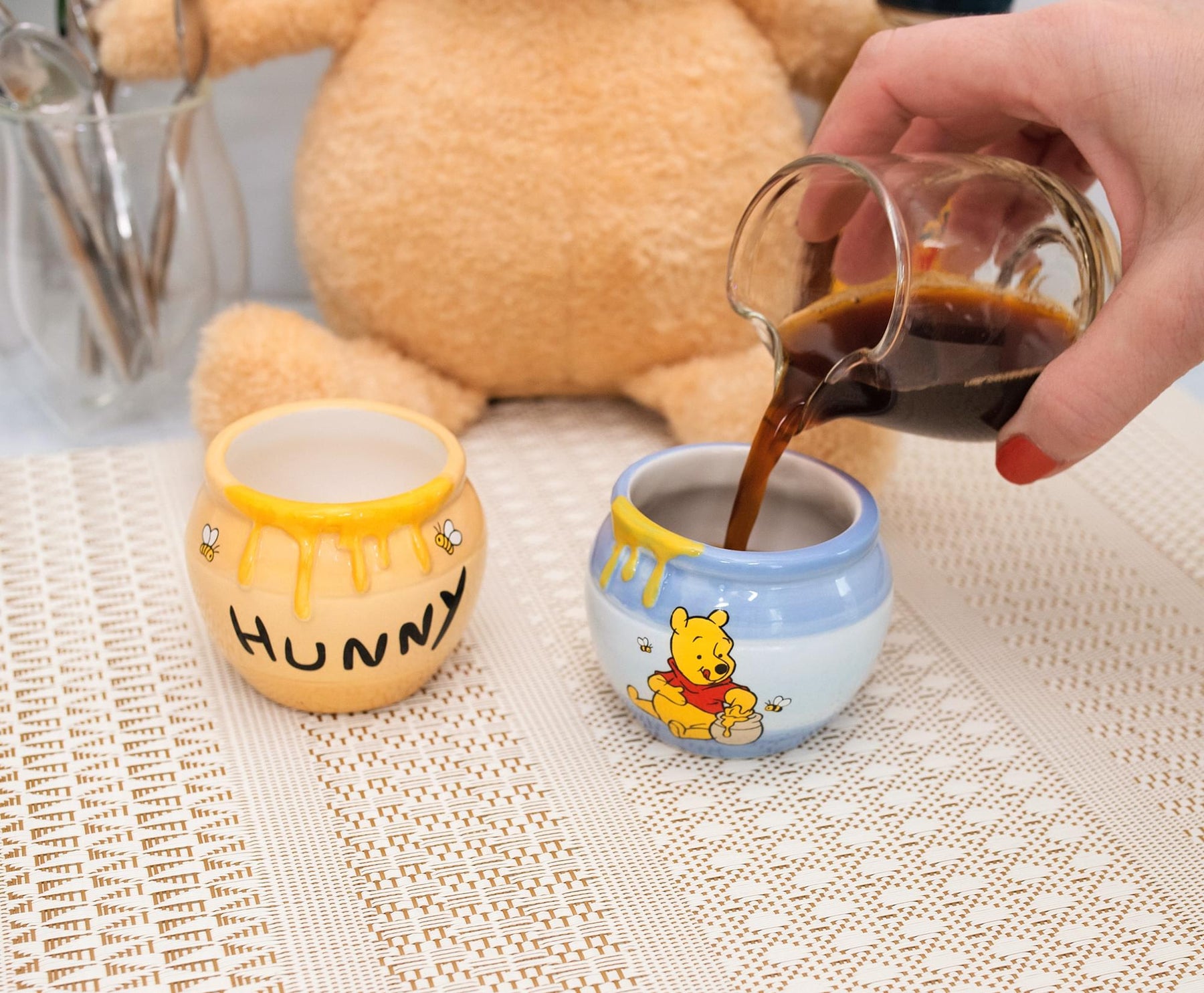 Disney Winnie the Pooh Hunny Pot Sculpted Ceramic Mini Mugs | Set of 2