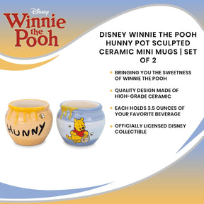 Disney Winnie the Pooh Hunny Pot Sculpted Ceramic Mini Mugs | Set of 2