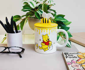 Disney Winnie The Pooh Hunny Pot Ceramic Mug With Lid | Holds 18 Ounces