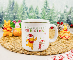 Disney Winnie The Pooh and Piglet Holiday Ceramic Camper Mug | Holds 20 Ounces