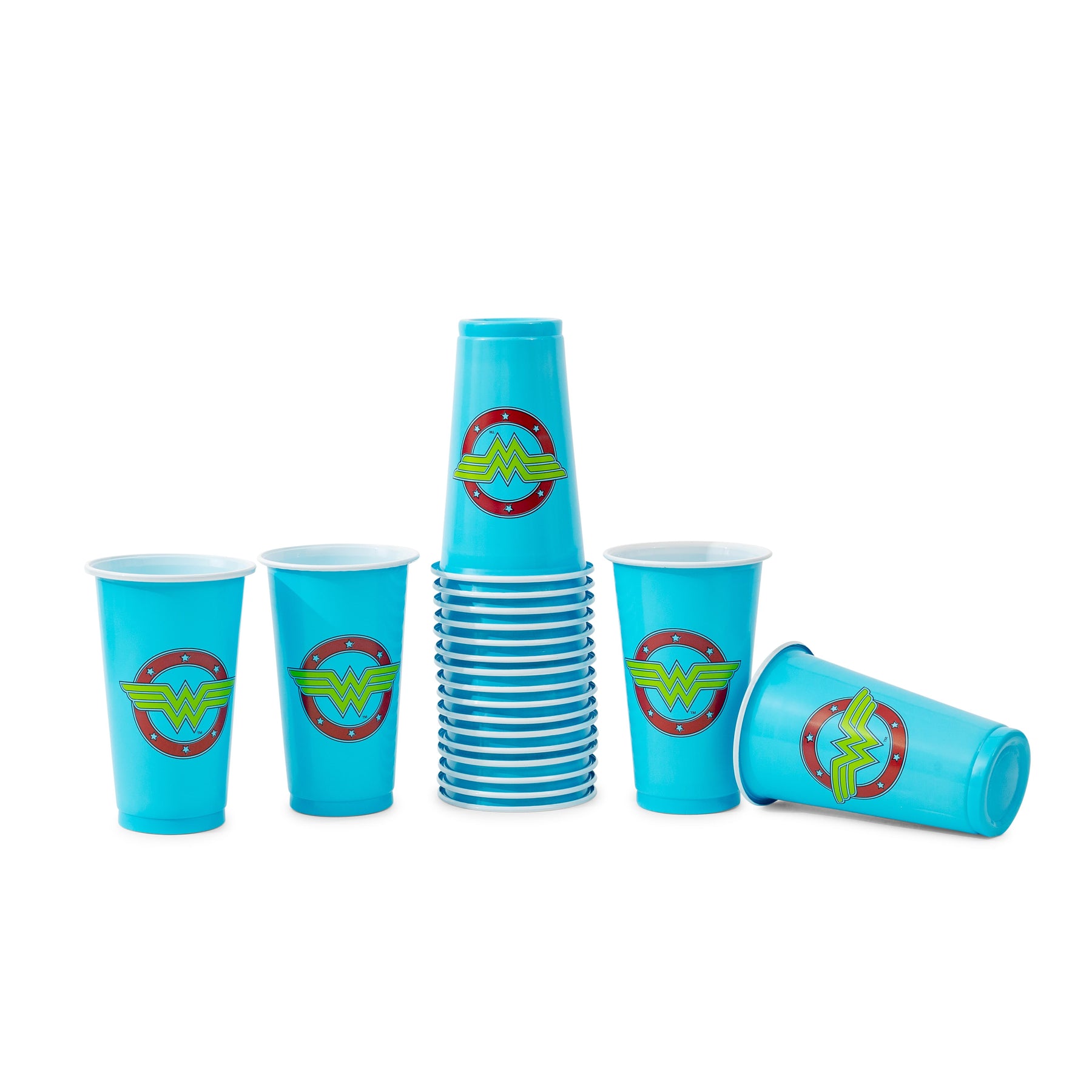 DC Comics Wonder Woman Logo 18-Ounce Disposable Plastic Mini Cups | Set of 20