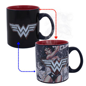 DC Comics Wonder Woman Logo with Character Heat Reveal 20oz Ceramic Mug