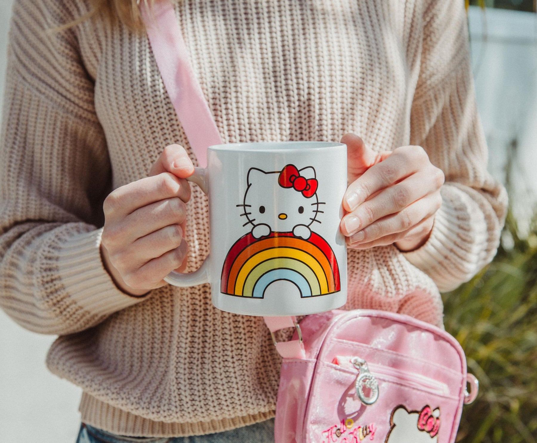 Sanrio Hello Kitty Rainbow Peek Ceramic Mug | Holds 20 Ounces