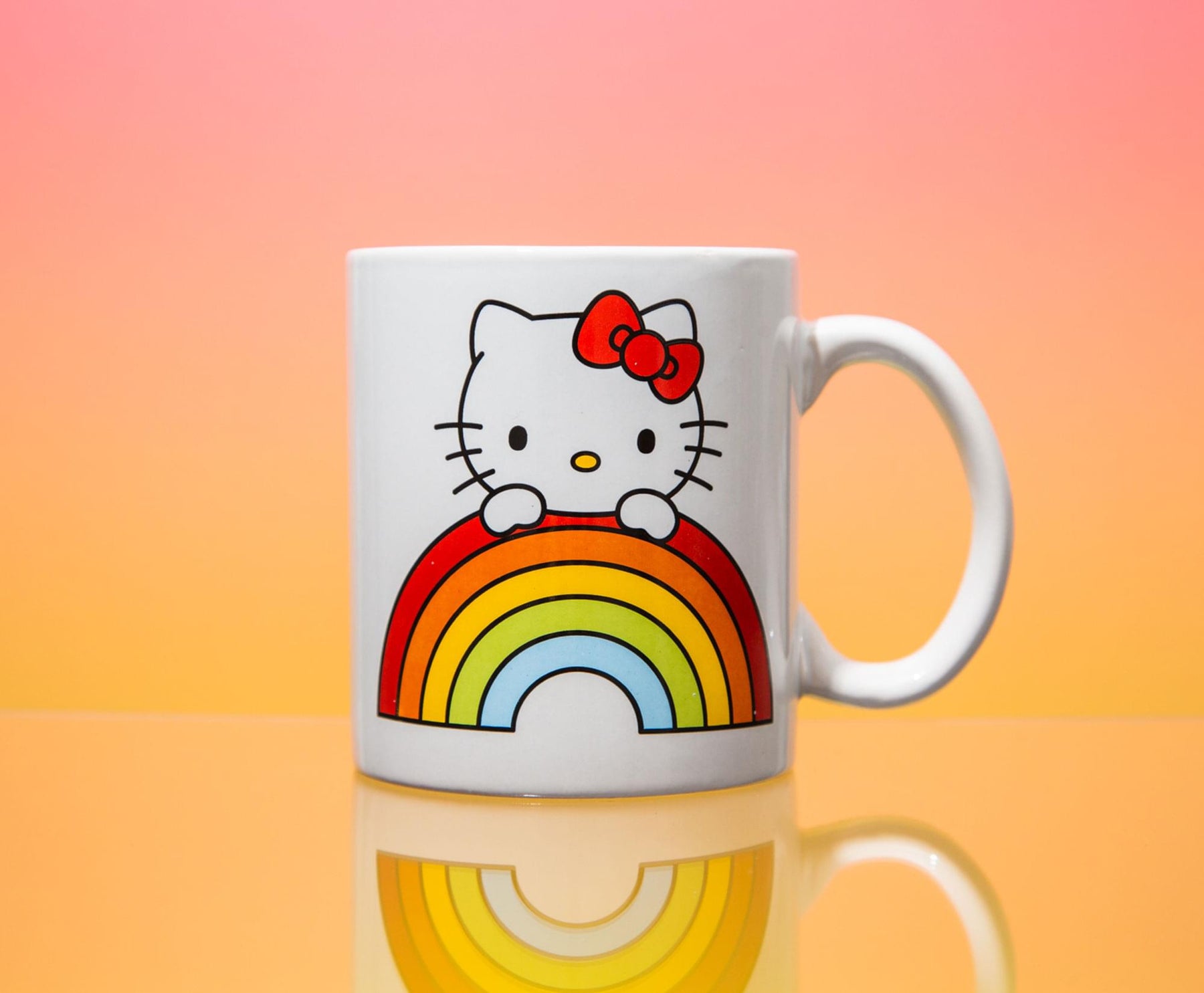 Sanrio Hello Kitty Rainbow Peek Ceramic Mug | Holds 20 Ounces