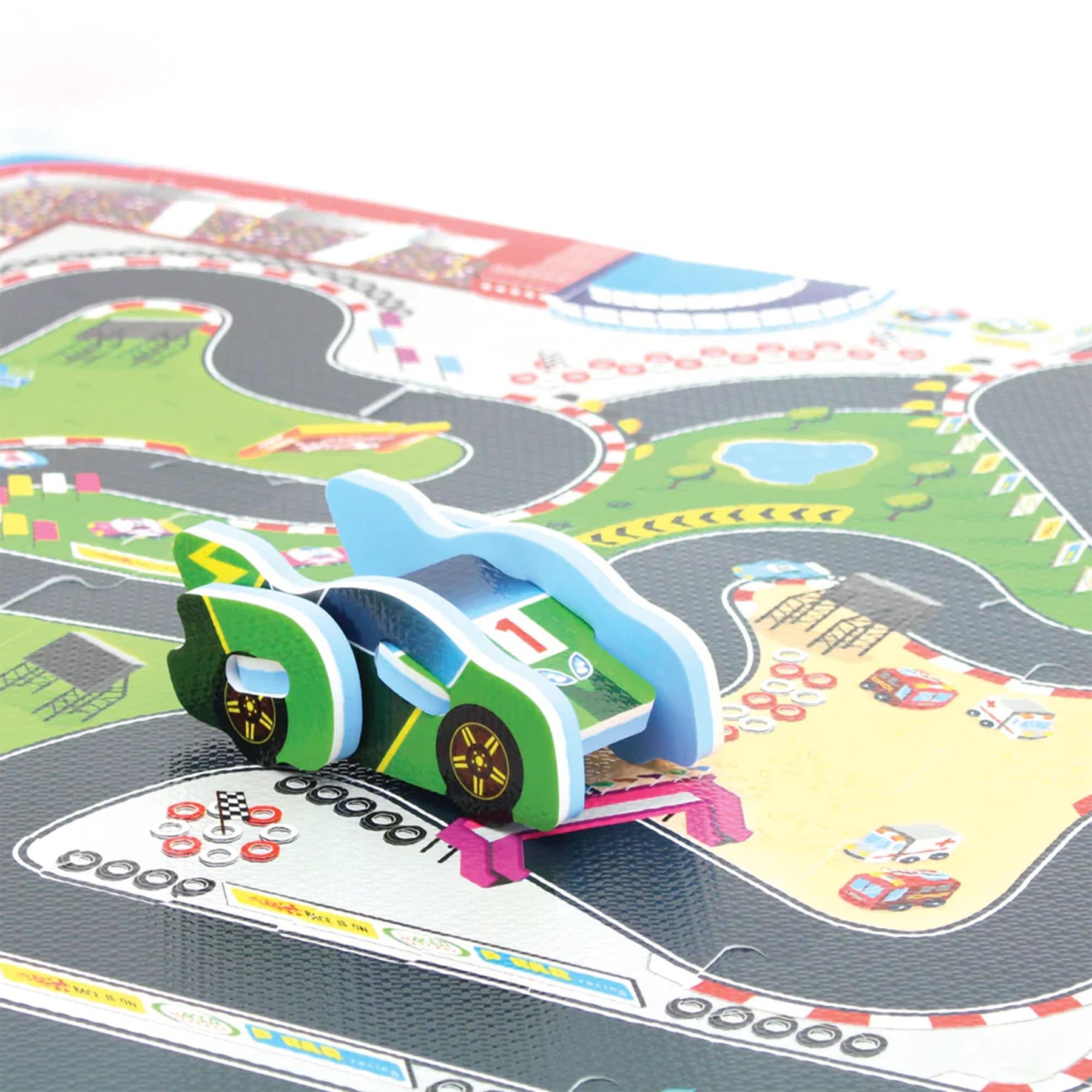 Sunta Play Mat DIY Race Track and Car | 9 Piece Set