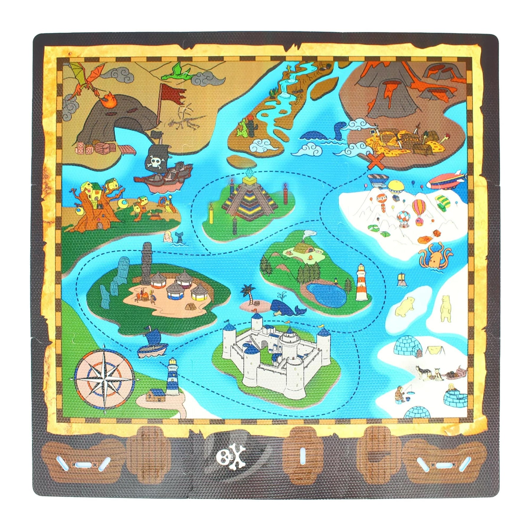 Sunta Play Mat DIY Treasure Map and Ship | 9 Piece Set