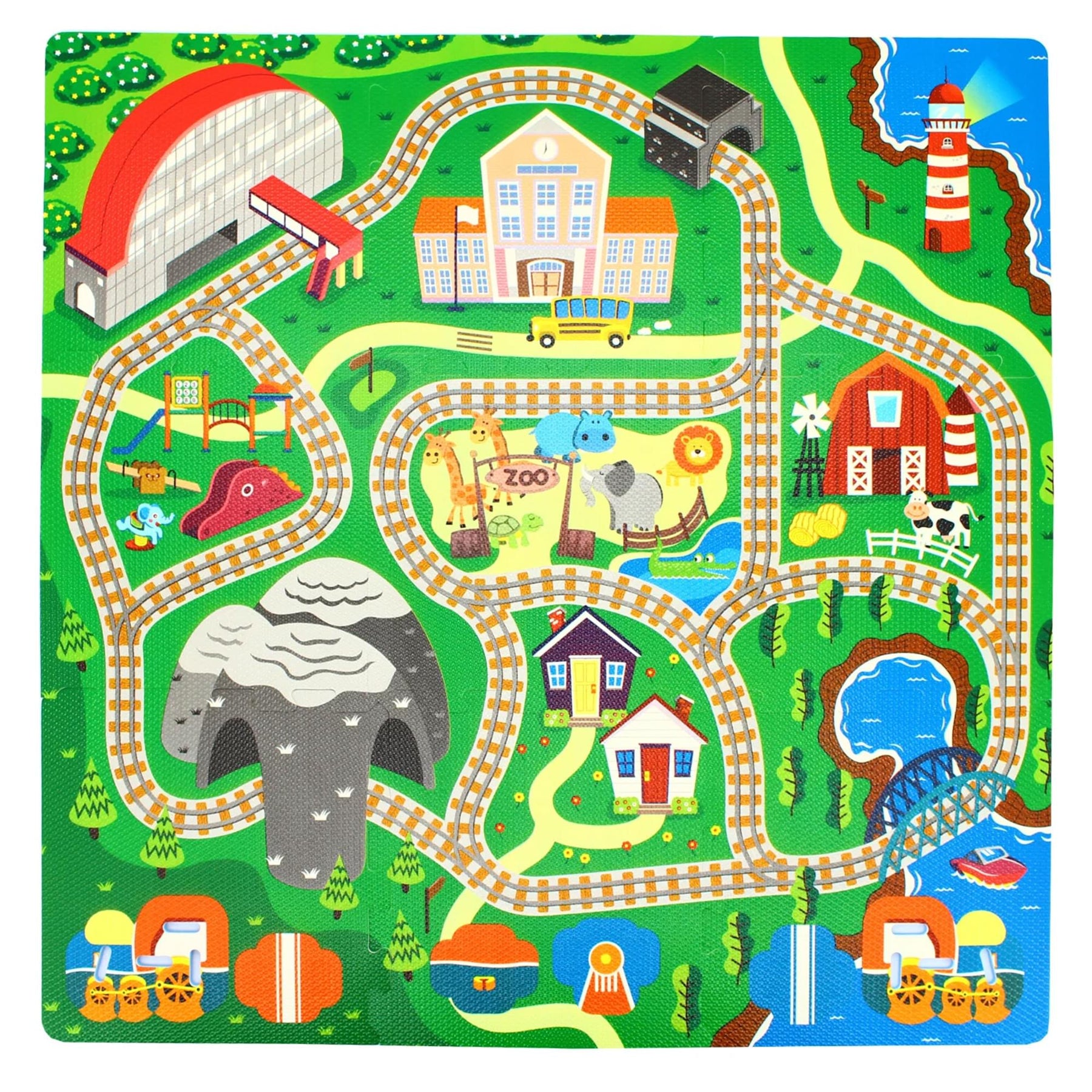 Sunta Play Mat DIY Train Track and Train | 9 Piece Set