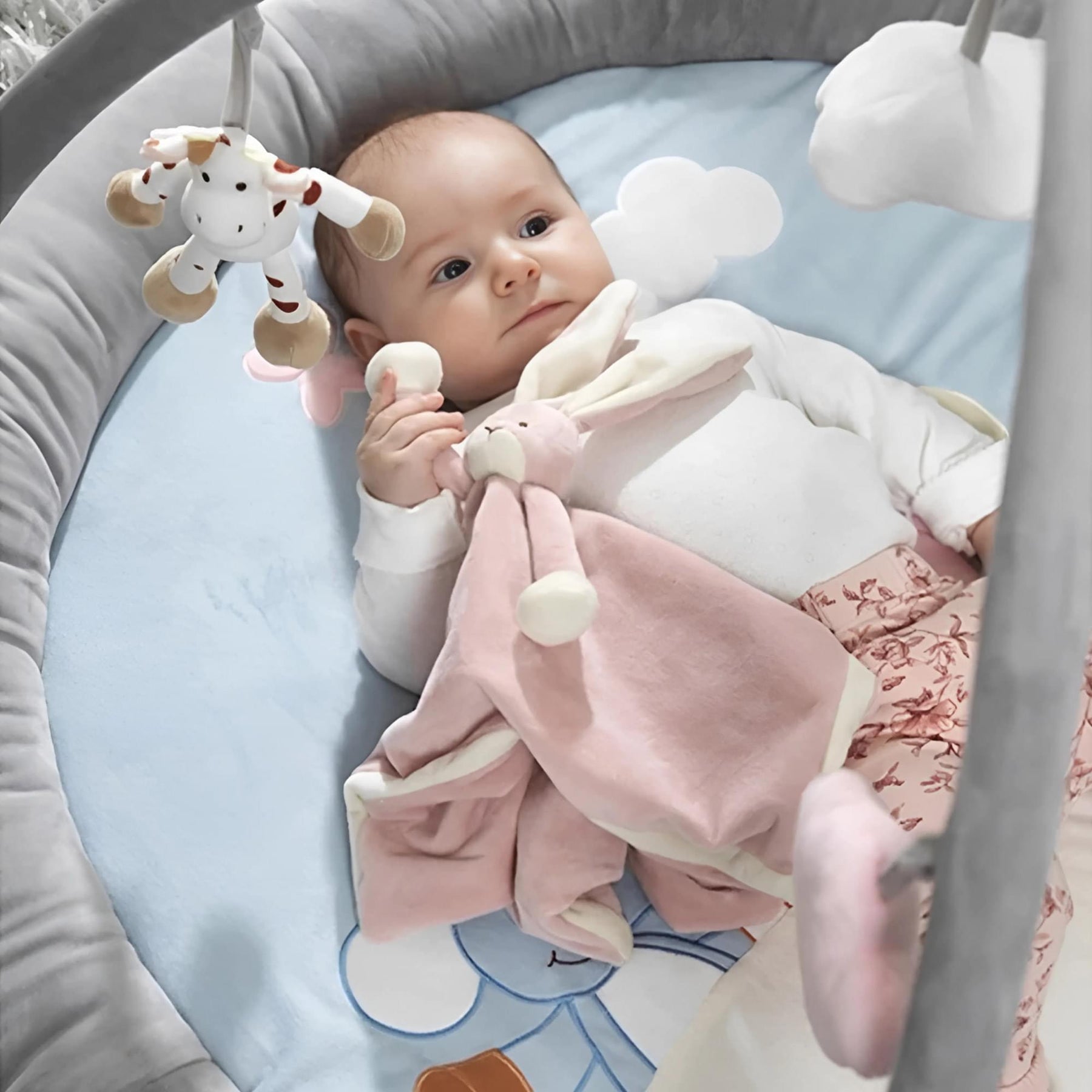 Teddykompaniet Plush Baby Blanket | Rose Bunny