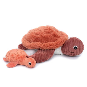 Les Deglingos Plush Animal | Terracota Turtle Mom with Baby