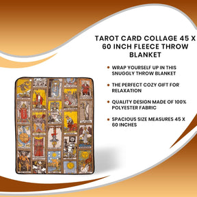 Tarot Card Collage 45 x 60 Inch Fleece Throw Blanket