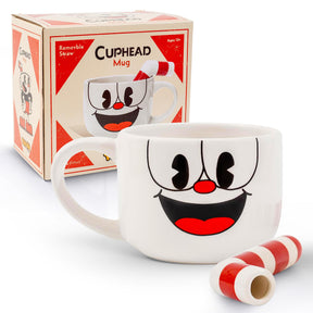 Cuphead Ceramic Coffee Mug and Straw | Holds 20 Ounces