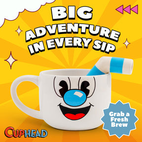 Cuphead Mugman Ceramic Coffee Mug and Straw | Holds 20 Ounces