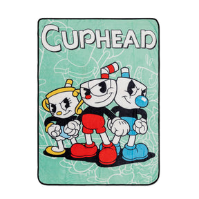 Cuphead Main Characters Fleece Throw Blanket | 45 x 60 Inches