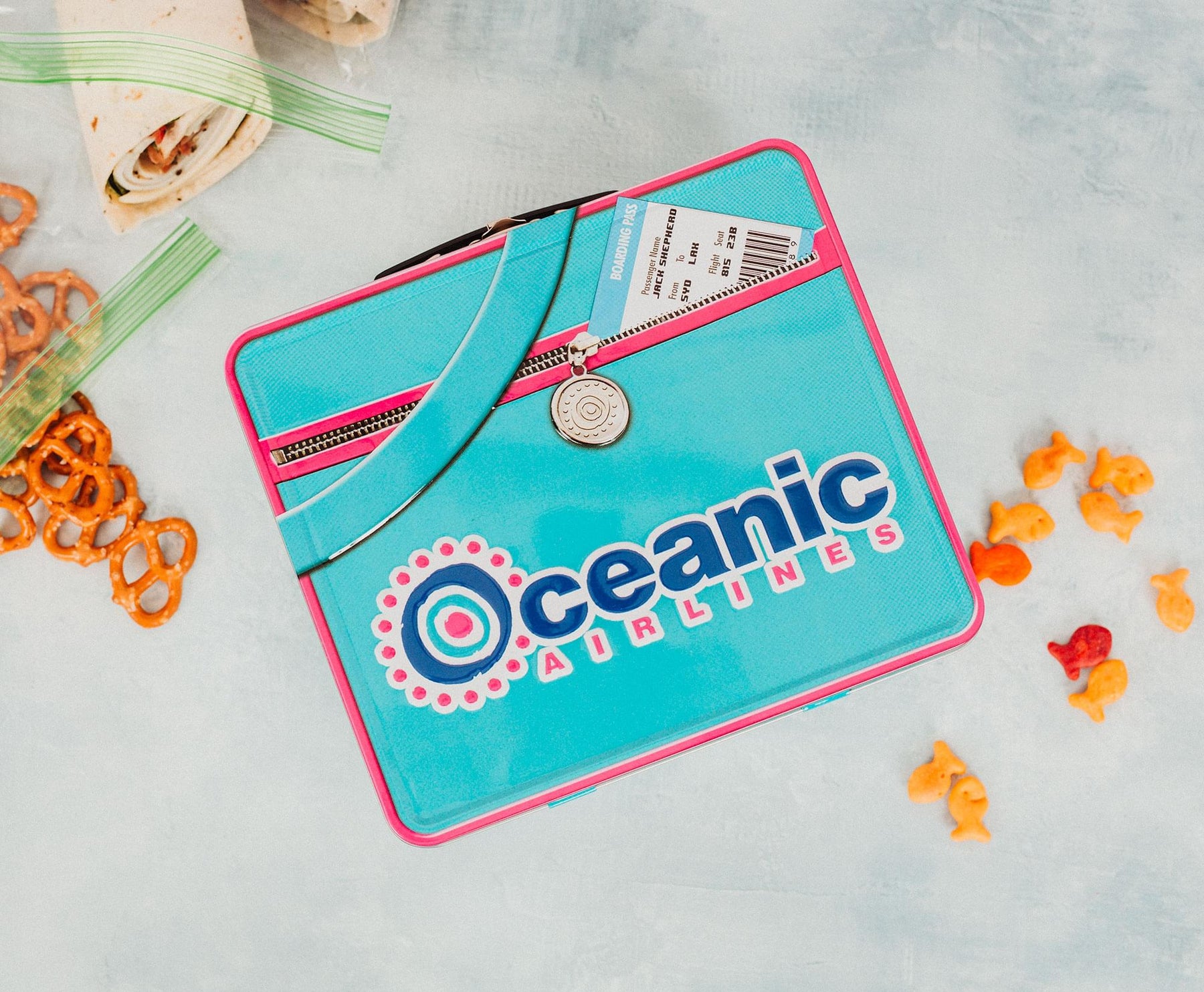 LOST Oceanic Airlines Metal Tin Lunch Box Tote | 8 x 7 x 4 Inches