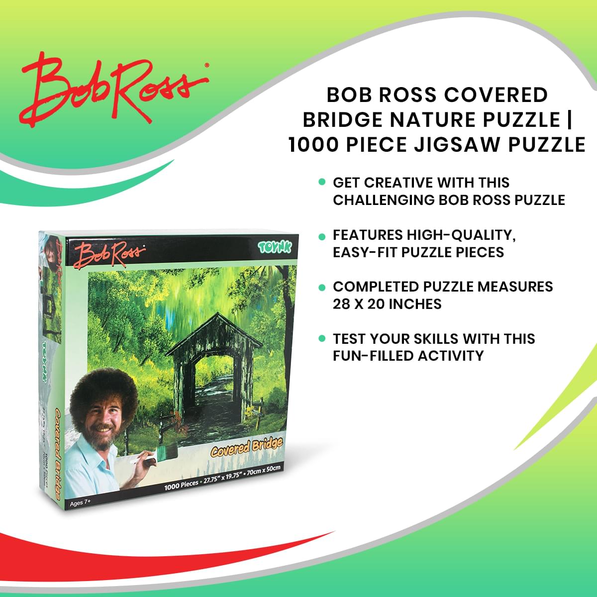 Bob Ross Covered Bridge Nature Puzzle | 1000 Piece Jigsaw Puzzle