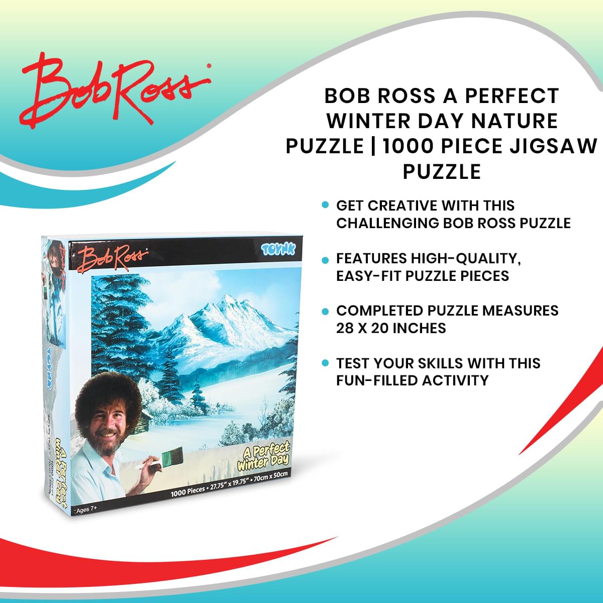 Bob Ross A Perfect Winter Day Nature Puzzle | 1000 Piece Jigsaw Puzzle