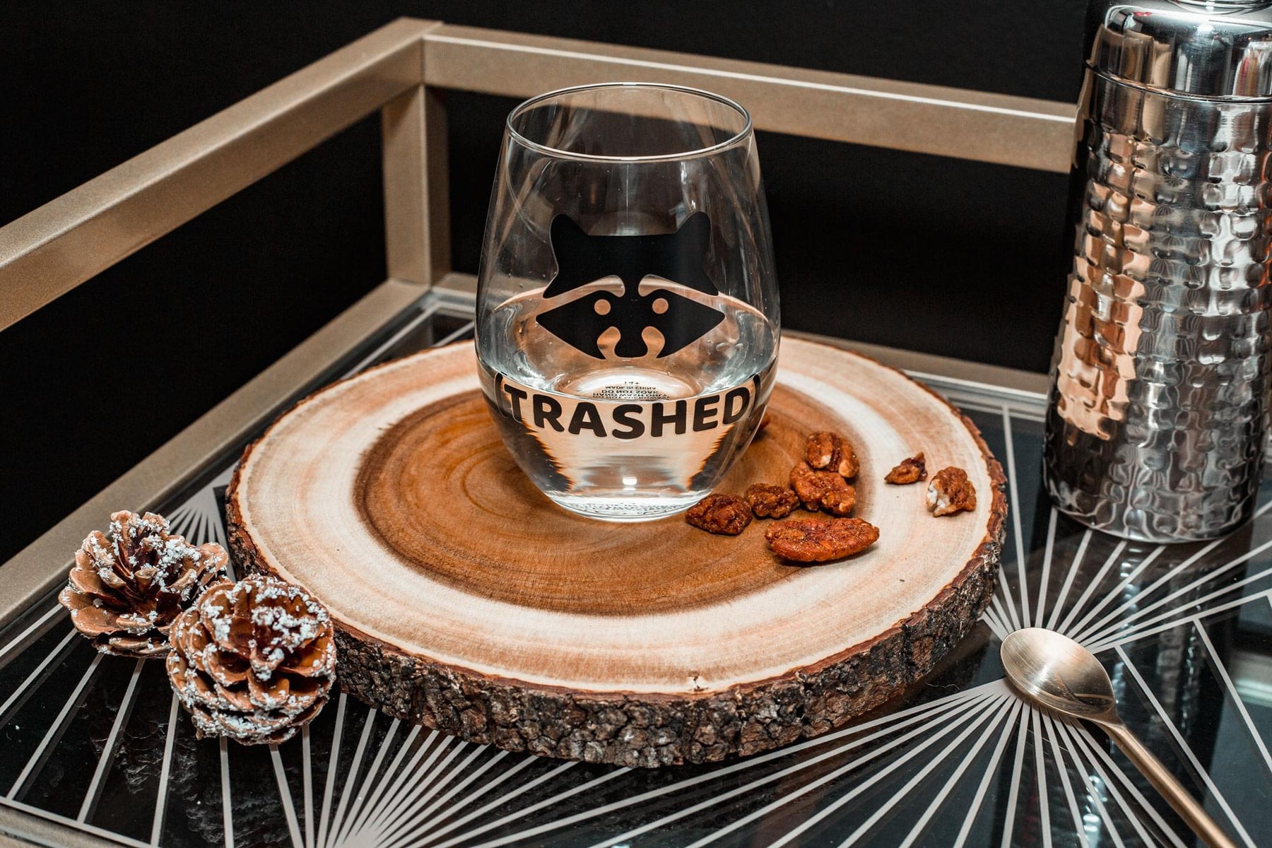 Raccoon "Trashed" Stemless Wine Glass | Holds 20 Ounces