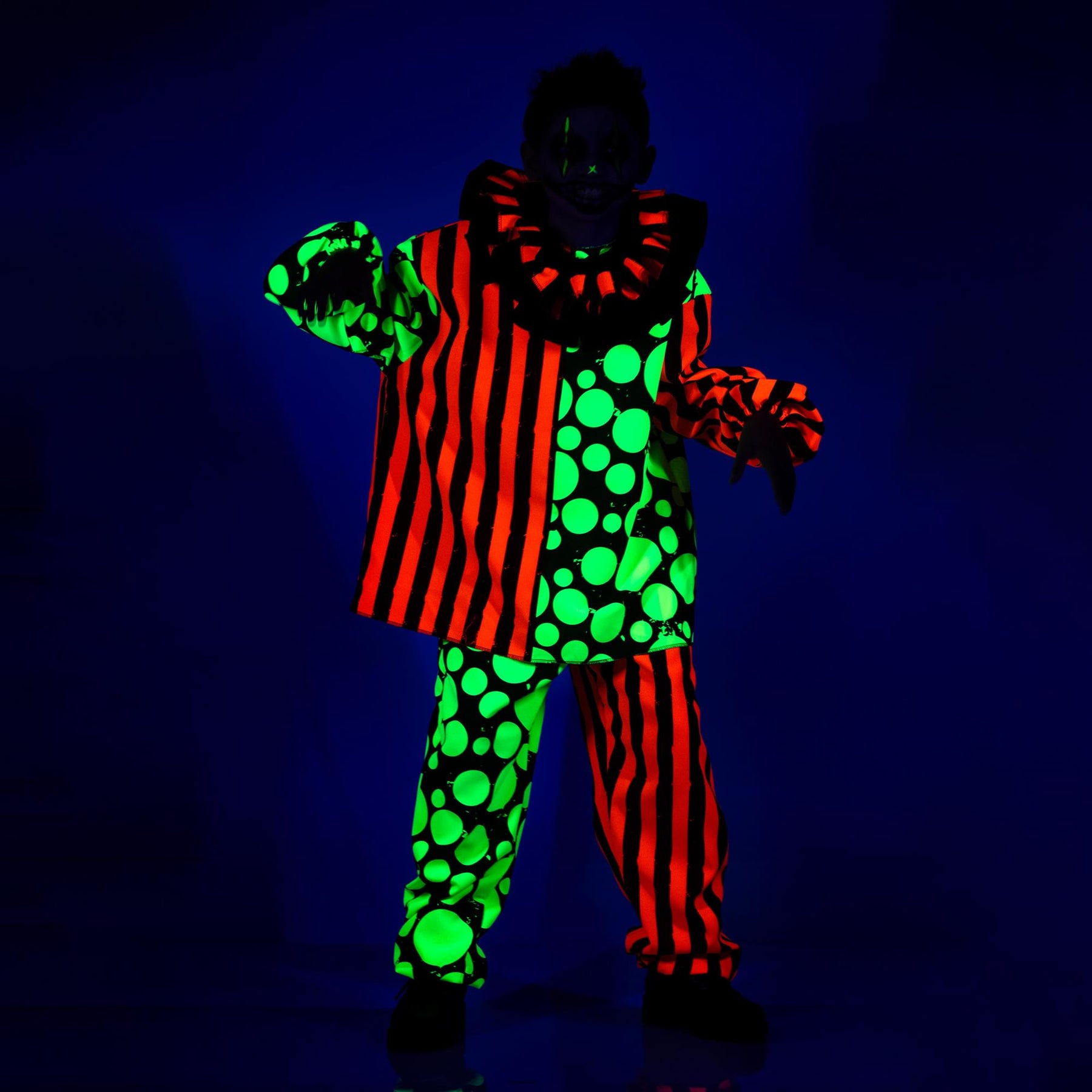 Neon Terror Blacklight Reactive Clown Child Costume