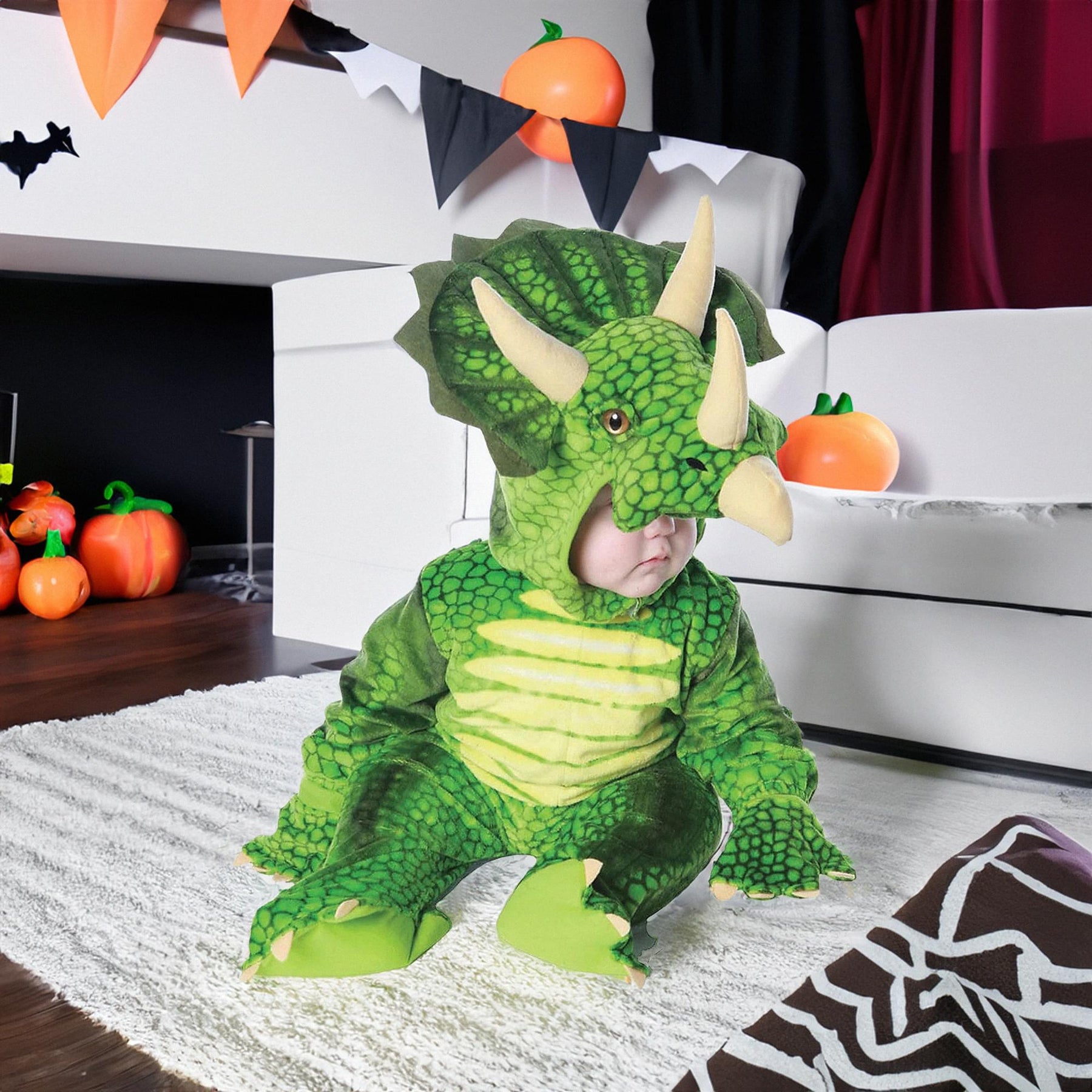 Green Triceratops Plush Baby Costume