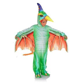 Green Pteradactyl Printed Toddler Costume Jumpsuit