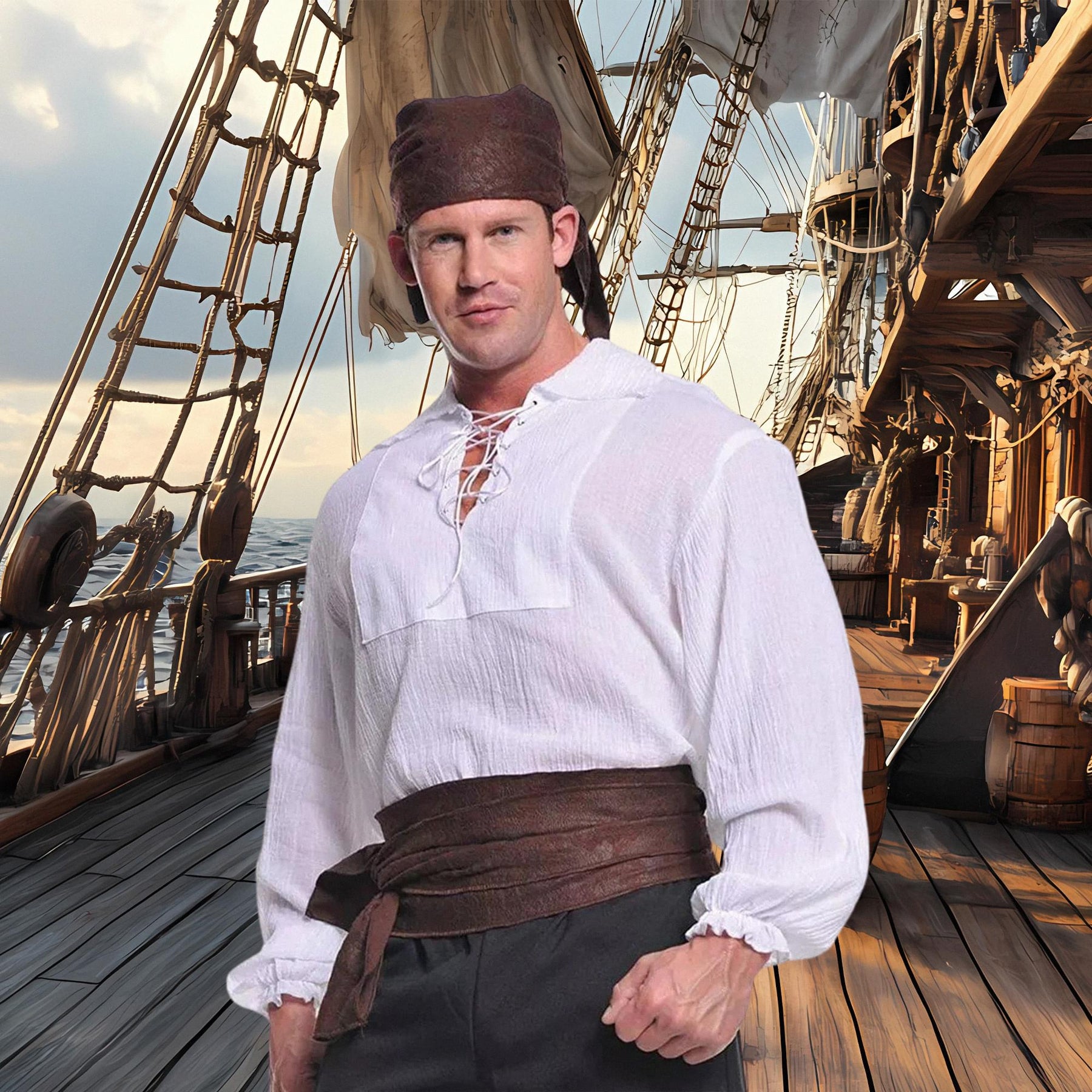 Cream Pirate Men's Costume Shirt