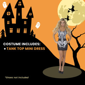 Sexy Bones Skeleton Mini Costume Dress