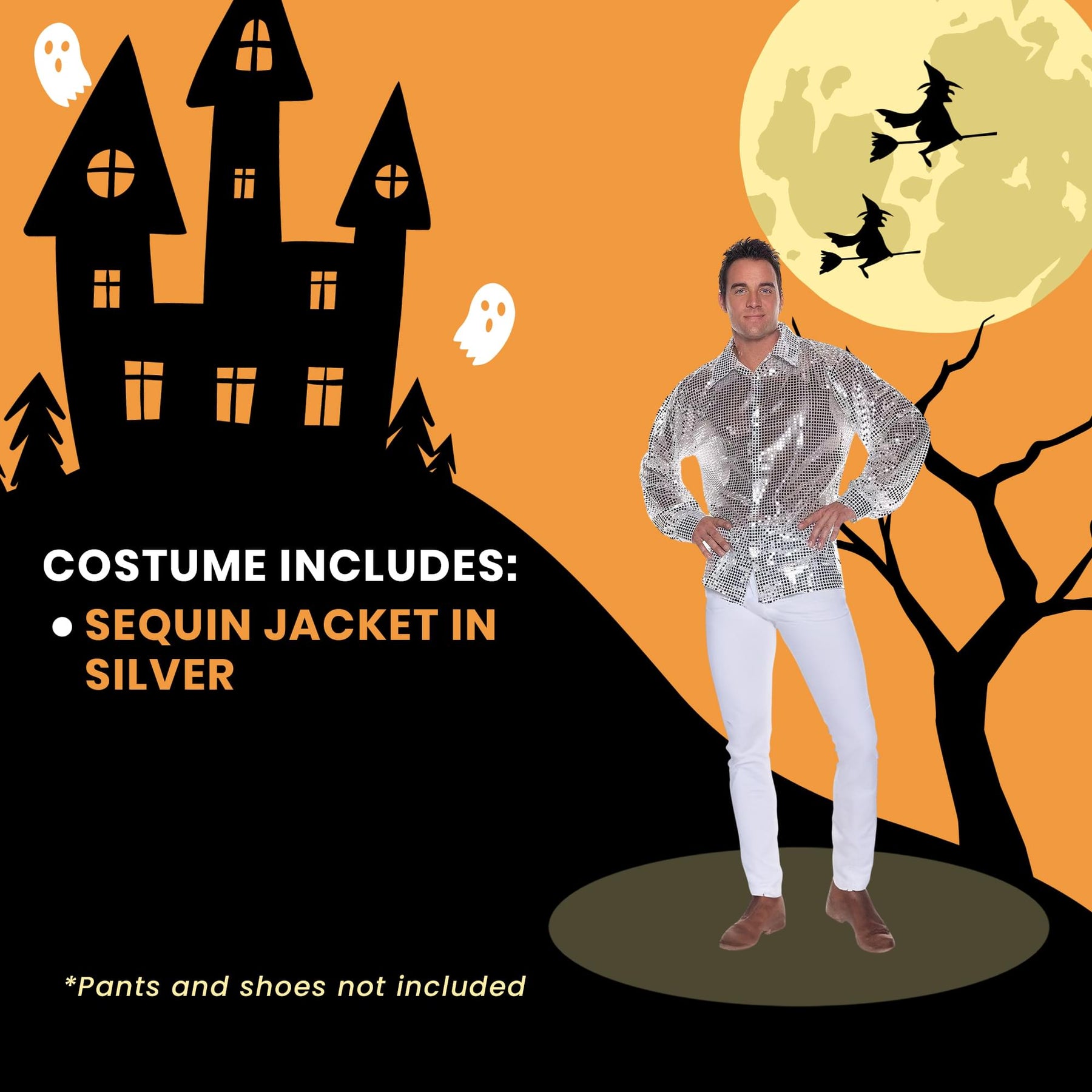 Silver Shimmer Sequin Adult Costume Jacket