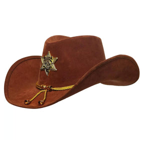 Brown Sheriff Hat with Gold Star & Tassels Adult Costume Accessory