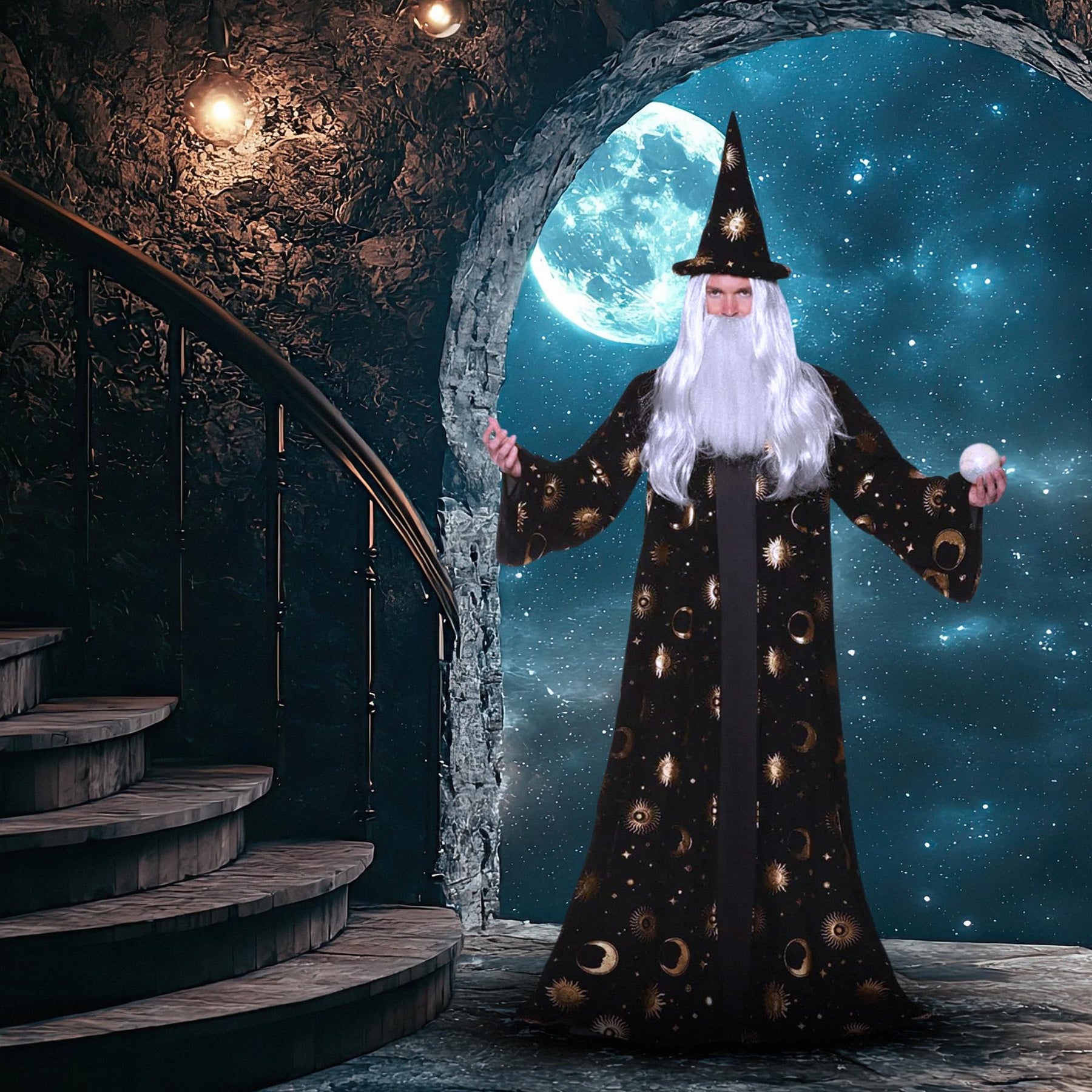 Celestial Wizard Robe -Black Adult Costume