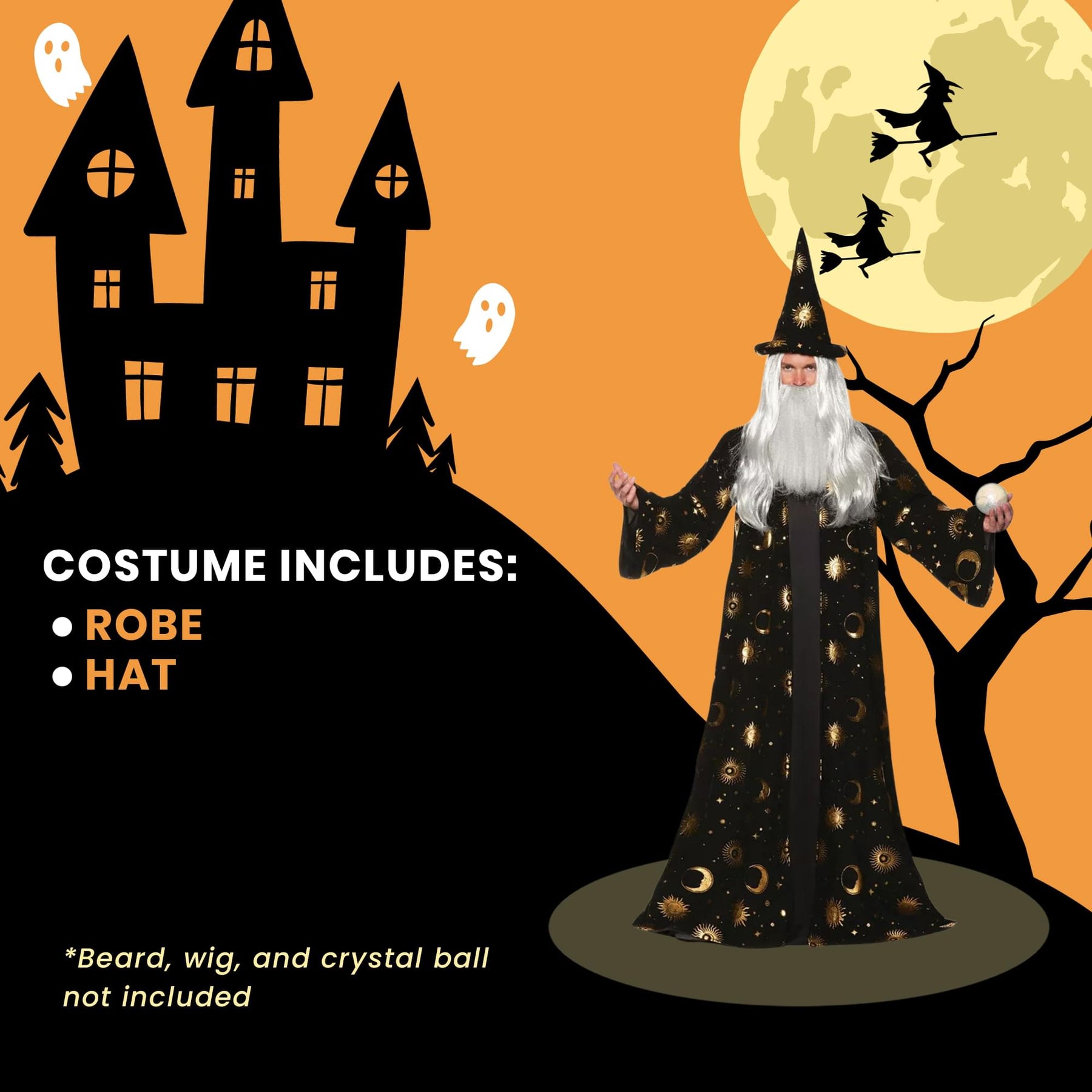 Celestial Wizard Robe -Black Adult Costume