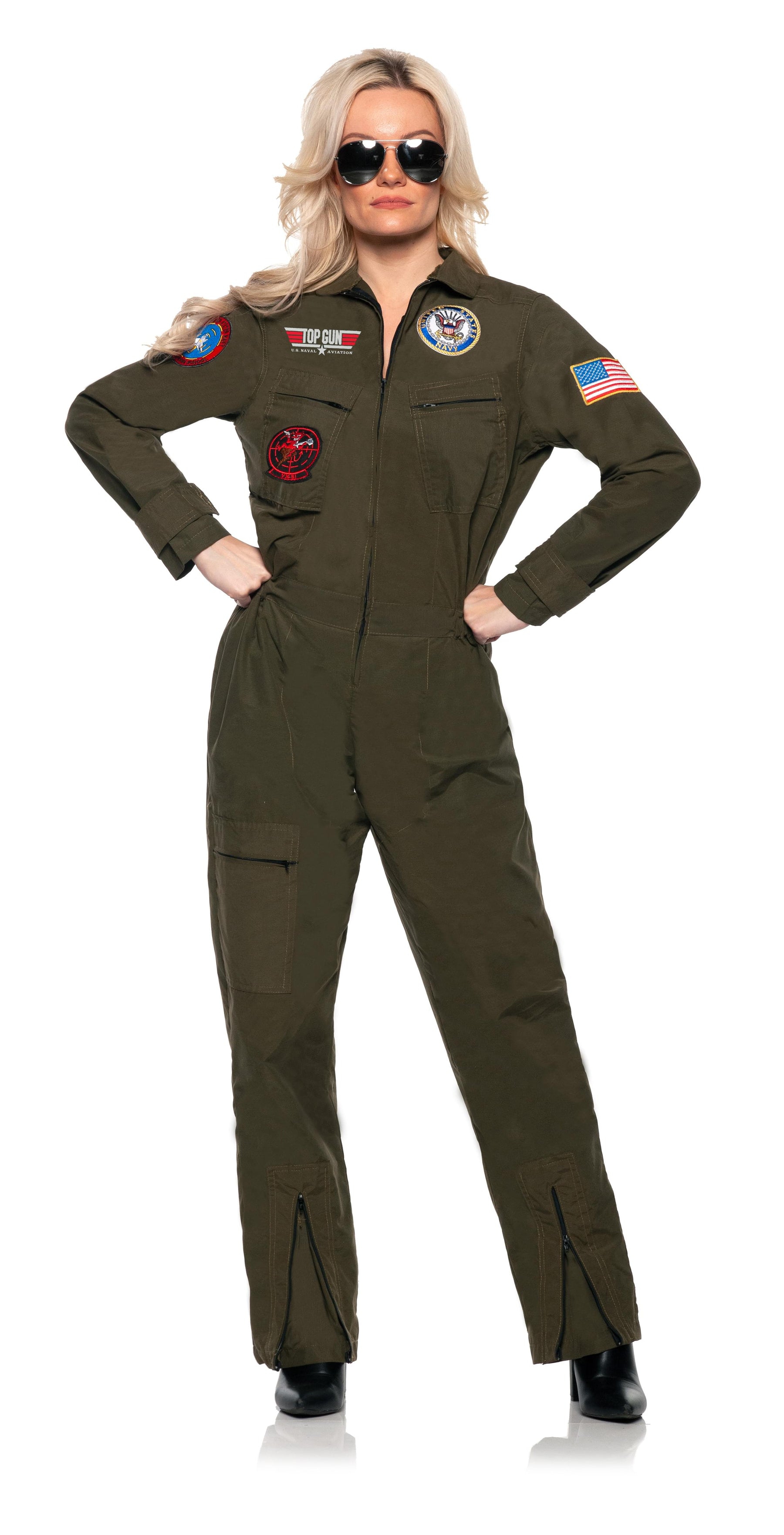 Navy Top Gun Women's Pilot Jumpsuit Adult Costume