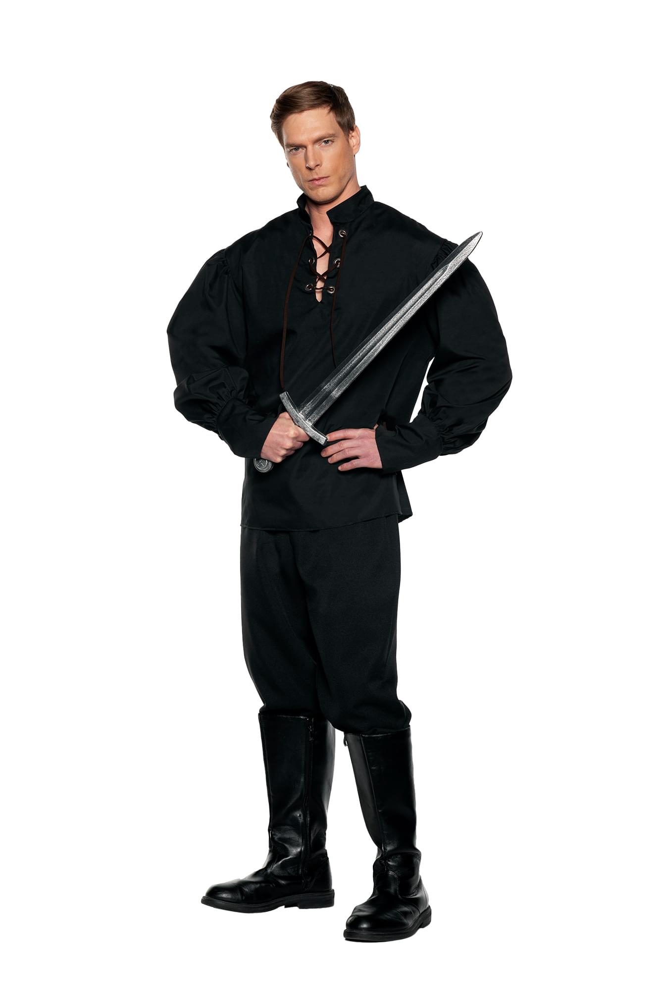 Renaissance Shirt- Black Adult Costume