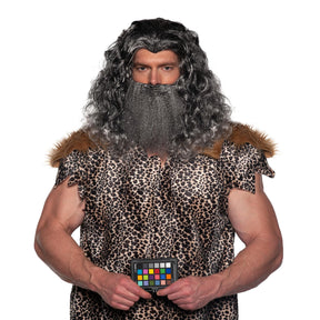 Viking Wig & Beard Adult Costume Set | Grey