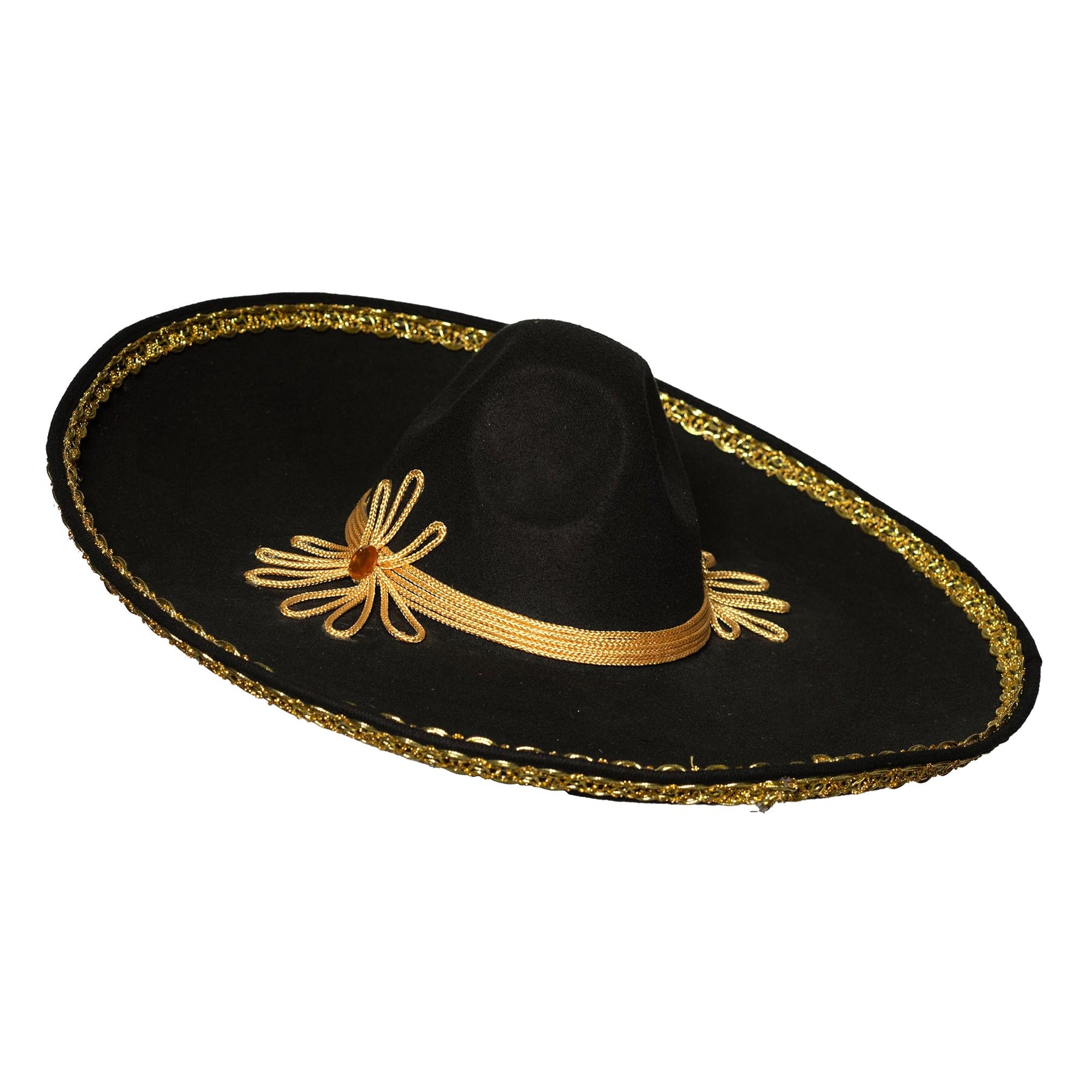 Sombrero With Gold Metallic Trim Adult Costume Accessory