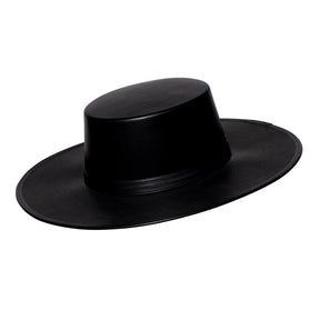 Black Faux Leather Flat Brim Hat Adult Costume Accessory