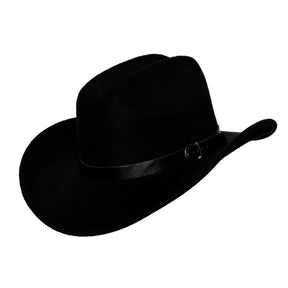 Black Cowboy Hat With Black Leather Band Adult Costume Accessory